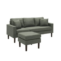 Aukfa להמרה ספה חתך - ספת מושב לסלון - ספה ספה ישנה בצורת L עם עות'מאני - אפור כהה