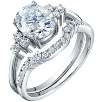 טבעת אירוסין טבעת אירוסין טבעת נישואין סט כסף סטרלינג