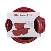 סט קערות ערבוב מפלסטיק של KitchenAid באדום