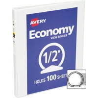 Avery® Economy View Kinder - 1 2 קיבולת קלסר - מכתב - 1 2 11 גודל גיליון - קיבולת גיליון - אטב טבעת עגולה