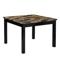 הסט וכיסאות שולחן אוכל מרובע עץ 5 חלקים סט וכיסאות סט למטבח ביתי, שחור