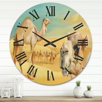 עיצוב גמלים 'גמלים במדבר פראי II' שעון קיר עץ חווה